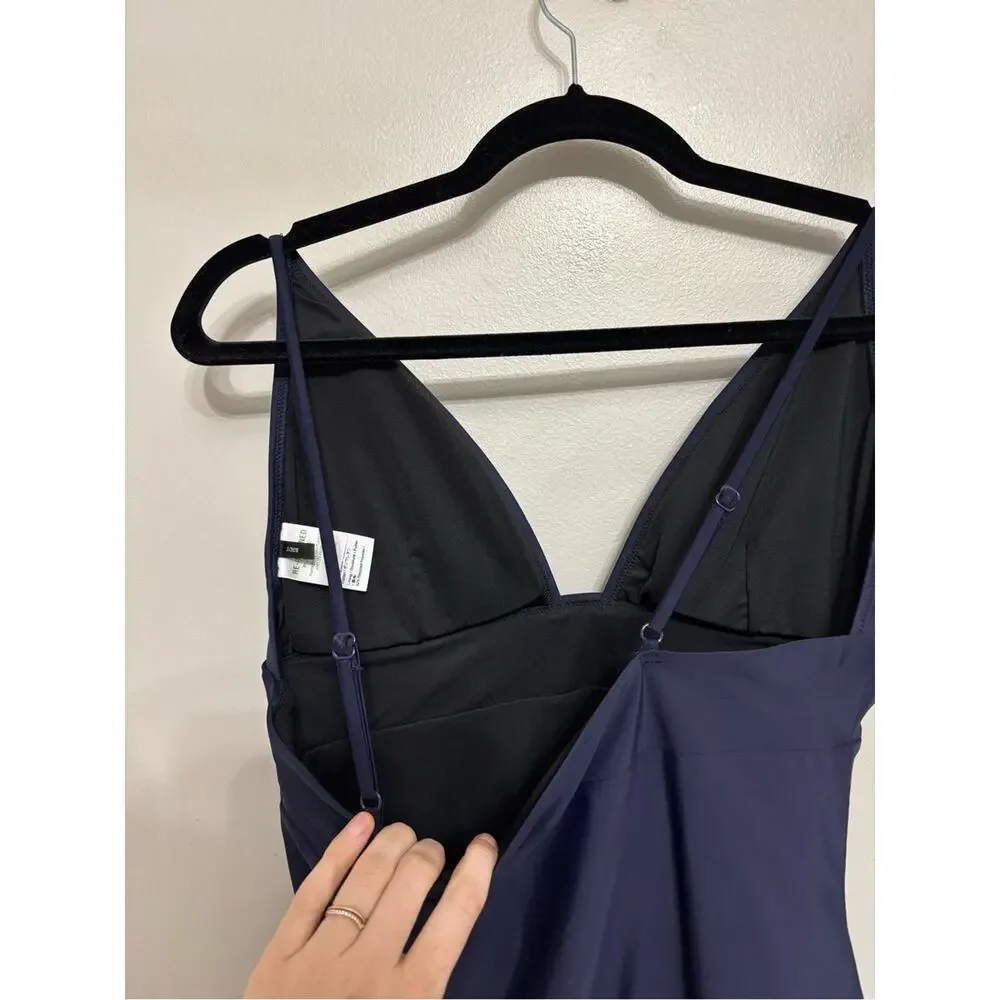 J. Crew Plunge One Piece Swimsuit in Navy Blue - Size 14